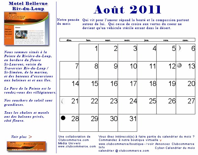 Votre cyber calendrier de Aot 2011